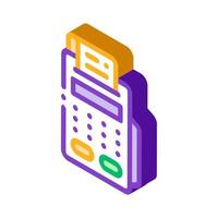 Cash Machine Calculator And Check isometric icon vector