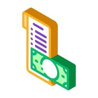 lista de verificación de facturas e icono isométrico del dólar del dinero vector