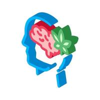 Brain And Leaf Man Silhouette Headache isometric icon vector