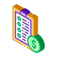 Tablet Financial List And Coin Dollar isometric icon vector