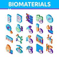 vector de conjunto de iconos isométricos de biomateriales