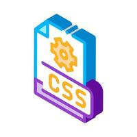 Ilustración de vector de icono isométrico de código css frontal