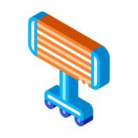 Portable Heating Device On Rollers isometric icon vector