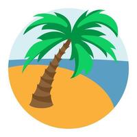 Palm tree on the seashore. Vector. Pin vector