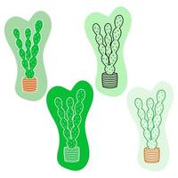 Image of a cactus. a collection of icons in a flat style. Line Art vector