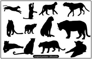 leopardo depredador silueta vector conjunto gratis