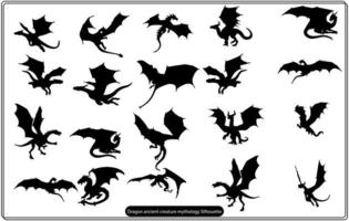 dragón antiguo criatura mitología silueta gratis vector