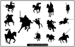 Knight on horse silhouette vector set free