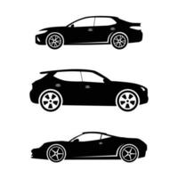 conjunto de coches de silueta sobre un fondo blanco vector