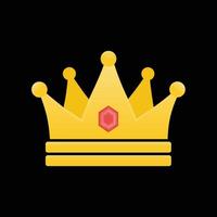 Golden Crown With Gradient Mesh on black background. Vector Illustration