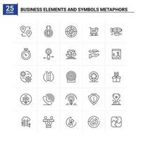 25 business elements and symbols metaphors icon set vector background