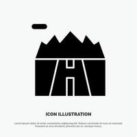 Landscape Mountains Scenery Road solid Glyph Icon vector