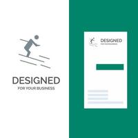 Activity Ski Skiing Sportsman Grey Logo Design and Business Card Template vector