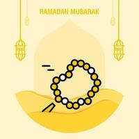 Ramadan kareem greeting template islamic crescent and arabic lantern vector illustration