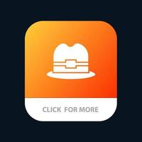 sombrero turismo hombre aplicación móvil botón android e ios versión de glifo vector