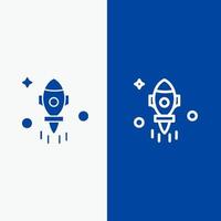 Astronomy Rocket Space Fly Line and Glyph Solid icon Blue banner Line and Glyph Solid icon Blue banner vector