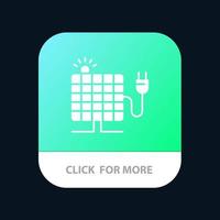 botón de la aplicación móvil energy solar sun plug versión de glifo de android e ios vector