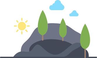 hill landscape nature mountain tree Flat Color Icon Vector