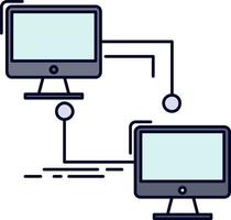 local lan connection sync computer Flat Color Icon Vector