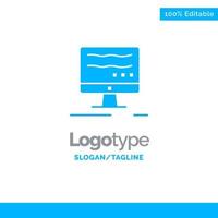 Computer Online Marketing Blue Solid Logo Template Place for Tagline vector