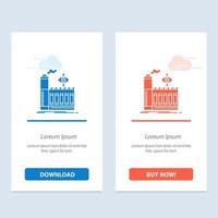 Mill Factory Business Smoke  Blue and Red Download and Buy Now web Widget Card Template vector