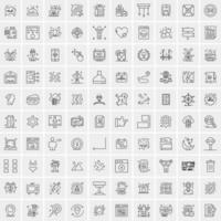 conjunto de 100 iconos de línea de negocios creativos vector