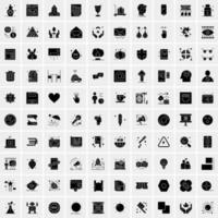 Set of 100 Universal Solid Icons vector