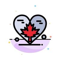 Heart Love Autumn Canada Leaf Abstract Flat Color Icon Template vector