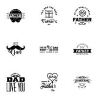 Happy Fathers Day Greeting Card 9 Black Happy fathers day card vintage retro type font Editable Vector Design Elements