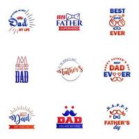 Happy fathers day 9 Blue and red vintage retro type font Illustrator eps10 Editable Vector Design Elements