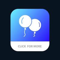 globos vuelan primavera botón de aplicación móvil versión de glifo de android e ios vector