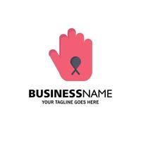 Stop Hand Ribbon Awareness Business Logo Template Flat Color vector