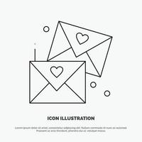 Email Love Glasses Wedding Line Icon Vector