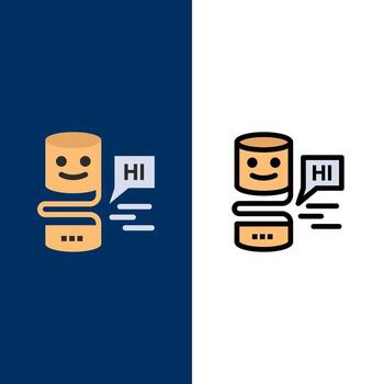 Conversational Interfaces Conversational Interface Big Think  Icons Flat and Line Filled Icon Set Vector Blue Background
