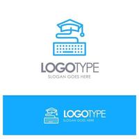 Key Keyboard Education Graduation Blue Logo Line Style vector