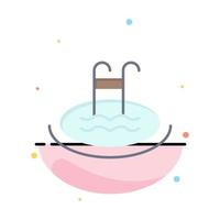 Hotel Pool Swimming Service Abstract Flat Color Icon Template vector