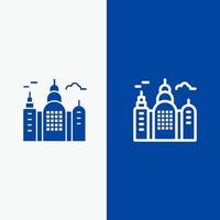 Building House Canada Line and Glyph Solid icon Blue banner Line and Glyph Solid icon Blue banner vector
