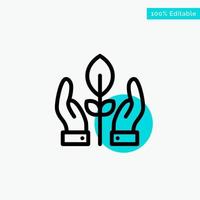 Conservation Plant Hand Energy turquoise highlight circle point Vector icon