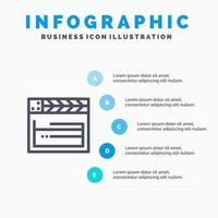 American Movie Usa Video Line icon with 5 steps presentation infographics Background vector