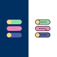 Setting Device Switch On Off  Icons Flat and Line Filled Icon Set Vector Blue Background