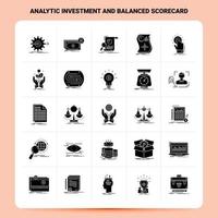 Solid 25 Analytic Investment And Balanced Scorecard Icon set Vector Glyph Style Design Black Icons Set Web and Mobile Business ideas design Vector Illustration