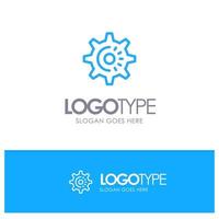 idea de configuración de engranajes cog logotipo de contorno azul con lugar para el eslogan vector