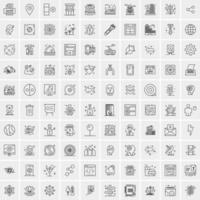 conjunto de 100 iconos de línea de negocios creativos vector