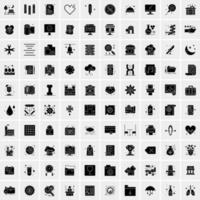 Set of 100 Universal Solid Icons vector