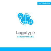 conexiones conectadas usuario internet global azul sólido logotipo plantilla lugar para eslogan vector