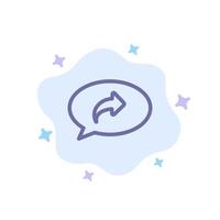 Basic Chat Arrow Right Blue Icon on Abstract Cloud Background vector