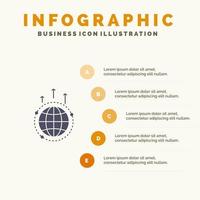 Globe Business Communication Connection Global World Solid Icon Infographics 5 Steps Presentation Background vector