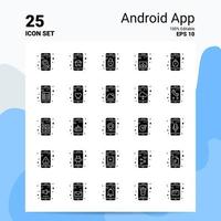 25 conjunto de iconos de aplicaciones de Android 100 archivos editables eps 10 ideas de concepto de logotipo de empresa diseño de icono de glifo sólido vector