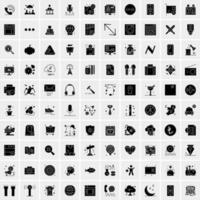 Set of 100 Universal Solid Icons vector