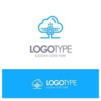 Based Data Cloud Science Blue Outline Logo Place for Tagline vector